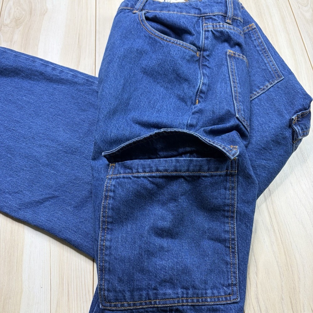 SÉZANE Baggy Denim Cargo Jeans Women's Size 46 34x33 Blue Pockets - Picture 14 of 14